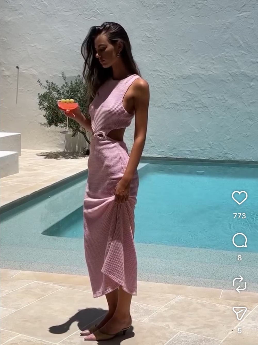 Sabo Skirt Light Pink Tanisha Midi Dress open back gold ring accent XS summer